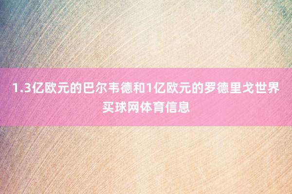 1.3亿欧元的巴尔韦德和1亿欧元的罗德里戈世界买球网体育信息