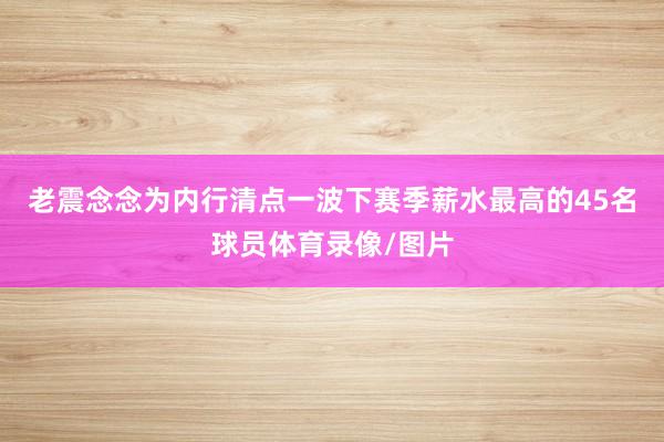 老震念念为内行清点一波下赛季薪水最高的45名球员体育录像/图片