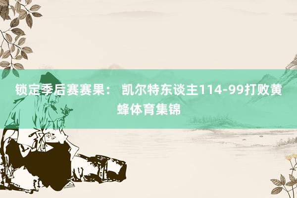 锁定季后赛赛果： 凯尔特东谈主114-99打败黄蜂体育集锦
