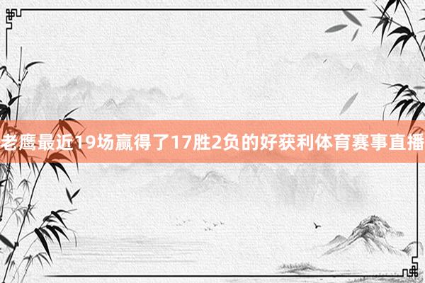 老鹰最近19场赢得了17胜2负的好获利体育赛事直播