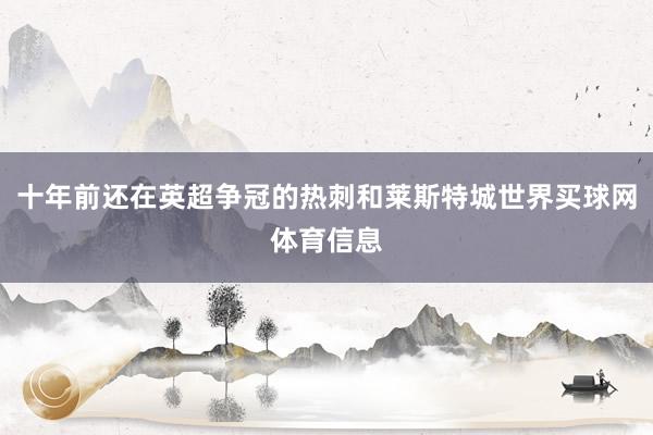 十年前还在英超争冠的热刺和莱斯特城世界买球网体育信息